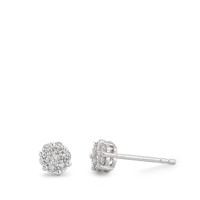 Clous d'oreilles Or blanc 750/18 K Diamant 0.15 ct, 14 Pierres, w-si Ø4 mm-589805