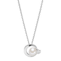 Chaînette avec pendentif Argent Rhodié perle d'eau douce Coeur 40-42 cm-590439
