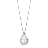 Collier Or blanc 750/18 K Zircone perle d'eau douce 42 cm-590566
