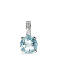 Pendentif Or blanc 750/18 K Topaze bleu, Diamant 0.03 ct, 6 Pierres, w-si-590846