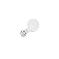 Piercing Labret Or blanc 750/18 K Diamant 0.015 ct Ø2 mm-590961