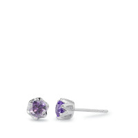 Clous d'oreilles Argent Zircone violet, 2 Pierres Rhodié Ø6 mm-591165