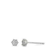 Clous d'oreilles Or blanc 750/18 K Diamant 0.16 ct, 2 Pierres, w-si Ø4 mm-591209