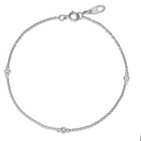 Bracelet Or blanc 750/18 K Diamant 0.06 ct, 3 Pierres, w-si 17 cm-592001