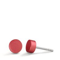 Ohrstecker Disc Ø6mm aus Aluminium in Ruby Red, Stift und Verschluss aus Edelstahl-592605