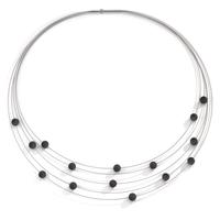 Spiralcollier Orbit aus Edelstahl mit Carbon Pearls, 42cm-592690