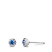 Clous d'oreilles Acier inoxydable Zircone bleu, 2 Pierres Ø5 mm-593956