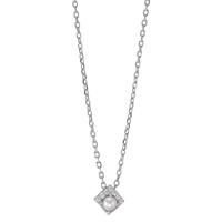 Collier Argent Zircone Rhodié perle artificielle 40-45 cm-594365