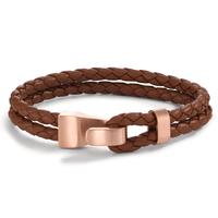 Bracelet Cuir, Acier inoxydable rosé PVD 19 cm-594792