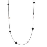 Collier Acier inoxydable, Aluminium noir PVD perle de culture 60 cm Ø8 mm-595276