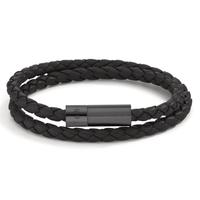 Bracelet Cuir, Acier inoxydable noir PVD 19 cm-595342