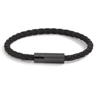 Bracelet Cuir, Acier inoxydable noir PVD 19 cm-595345