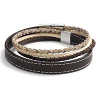 Bracelet Cuir, Acier inoxydable 20 cm-595506