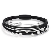 Bracelet Acier inoxydable noir PVD perle de culture 17 cm-595940
