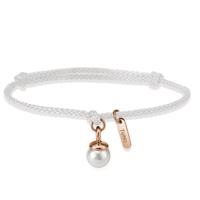 Bracelet Tissu, Acier inoxydable rosé PVD perle de culture 16-21 cm-596903