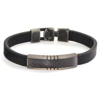 Bracelet Cuir, Acier inoxydable, Carbone noir PVD 21 cm-597205