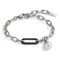 Bracelet Acier inoxydable, Carbone perle de culture 16.5-19.5 cm-597857