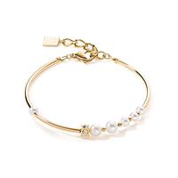 Bracelet Acier inoxydable jaune PVD perle d'eau douce 17.5-20.5 cm-598994