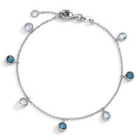 Bracelet Or blanc 585/14 K Topaze bleu, 7 Pierres 17.5-19.5 cm-599928