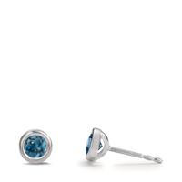 Clous d'oreilles Or blanc 750/18 K Topaze London Blue 2 Pierres Ø4.5 mm-600679