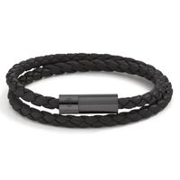 Bracelet Cuir, Acier inoxydable noir PVD 22 cm-603575
