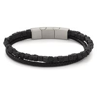 Bracelet Acier inoxydable, Cuir Lava 19.5-21 cm-604360