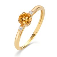 Fingerring 750/18 K Gelbgold Citrin 0.50 ct, Diamant 0.032 ct, 2 Steine, w-si-605324