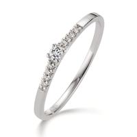 Solitär Ring 750/18 K Weissgold Diamant 0.07 ct, 9 Steine, w-si-606090