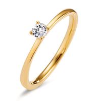 Solitär Ring 750/18 K Gelbgold Diamant 0.15 ct, w-si-606123