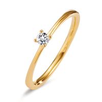 Solitär Ring 750/18 K Gelbgold Diamant 0.10 ct, w-si-606125
