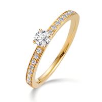 Solitär Ring 750/18 K Gelbgold Diamant 0.34 ct, 17 Steine, w-si-606744