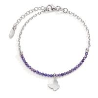 Bracelet Argent Cristal violet Rhodié Papillon 17-20 cm-607059