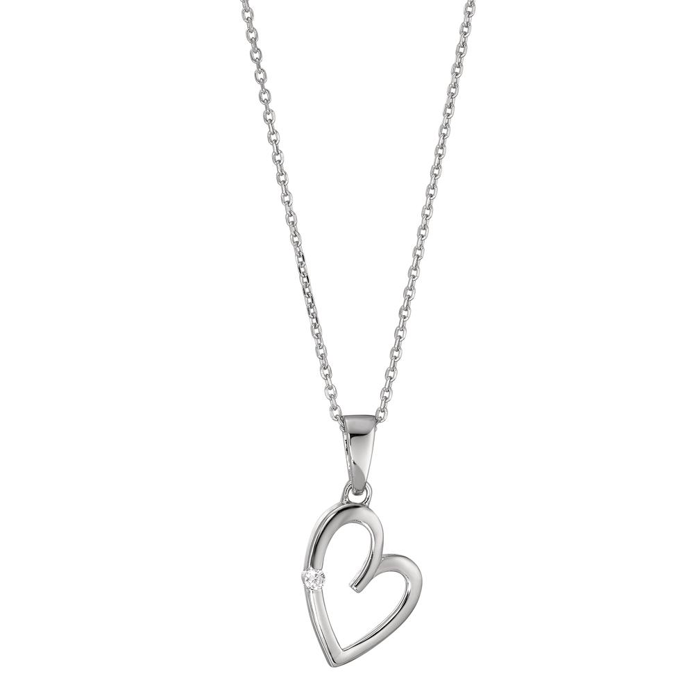 Halskette mit Anhänger Silber Zirkonia weiss rhodiniert Herz 40-42 cm verstellbar-220462
