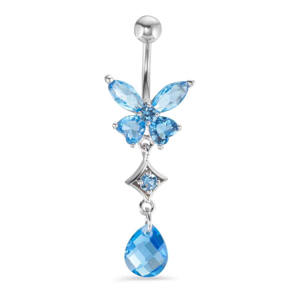 Piercing nombril Acier inoxydable Cristal bleu clair, 7 Pierres-223979