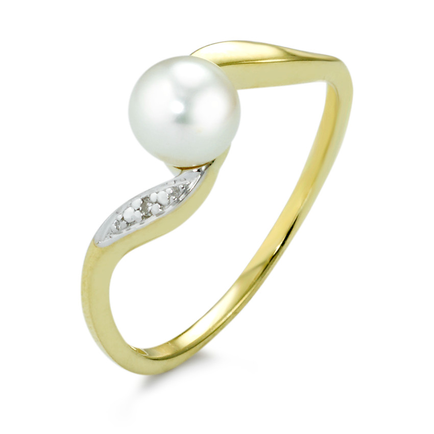 Image of Ring 375 Perle Diamanten