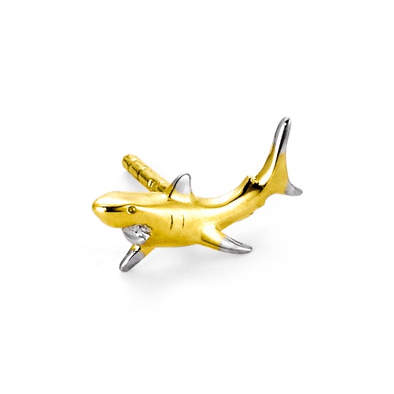Clous d'oreille à l'unité Or jaune 750/18 K Requin-505120