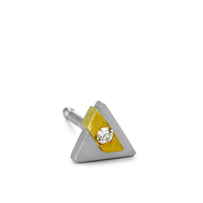 Clous d'oreille à l'unité Platine 950, Or jaune 750/18 K Diamant 0.02 ct-527275