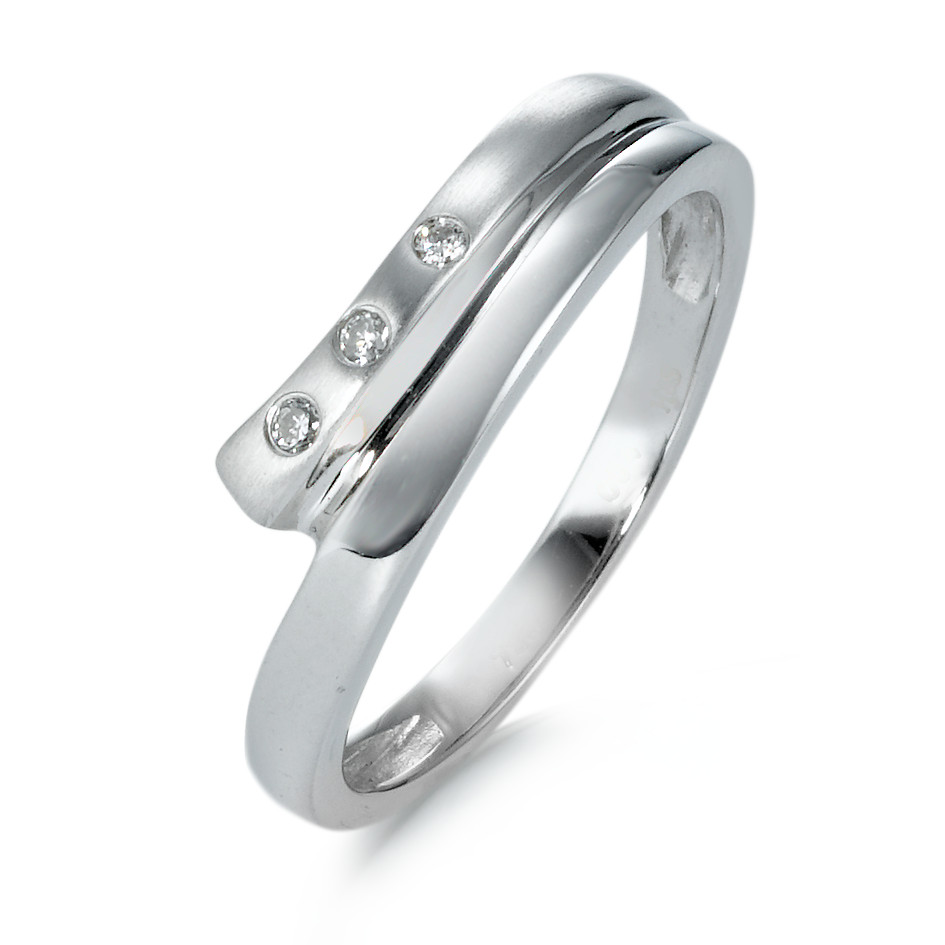 Fingerring 750/18 K Weissgold Diamant 0.04 ct, 3 Steine, w-pi1-531085