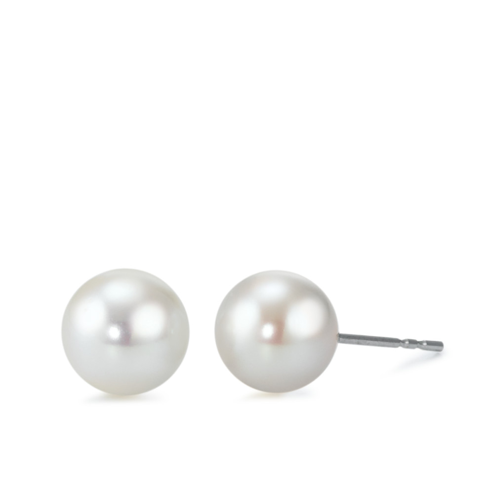 Clous d'oreilles Or blanc 750/18 K perle d'eau douce-533807