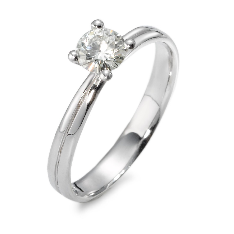 Bague solitaire Or blanc 750/18 K Moissanite rond, 5 mm-534490