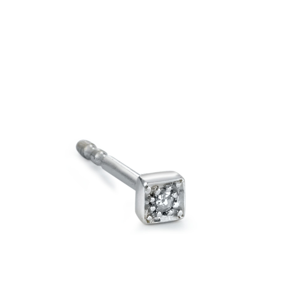 Clous d'oreille à l'unité Or blanc 750/18 K Diamant 0.01 ct, w-si-535851