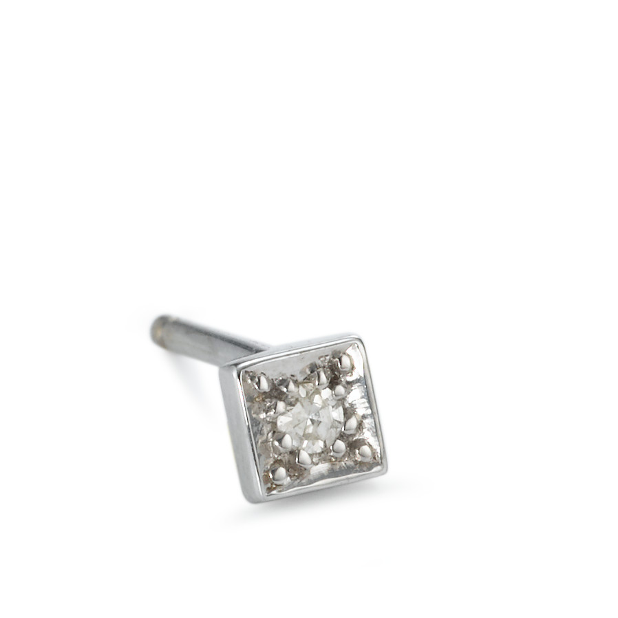 Clous d'oreille à l'unité Or blanc 750/18 K Diamant 0.03 ct, w-si-535853