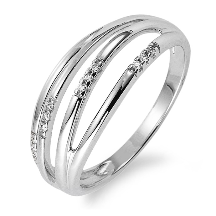 Fingerring 750/18 K Weissgold Diamant 0.06 ct, 12 Steine, w-si-537861