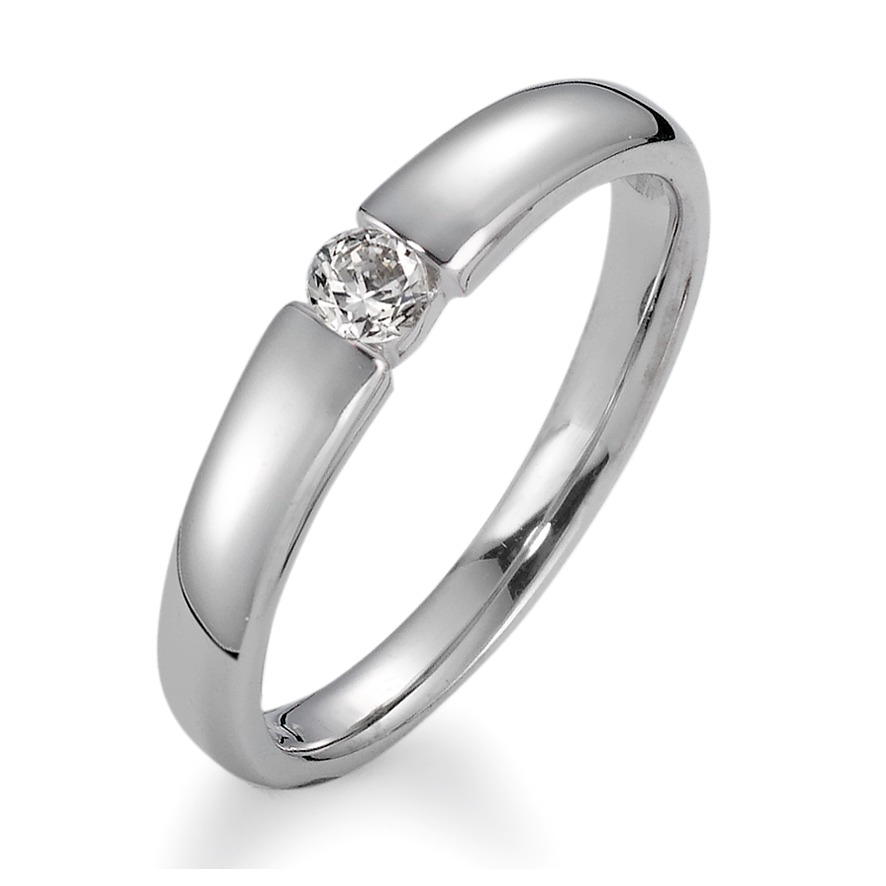 Solitär Ring 750/18 K Weissgold Diamant 1, 0.15ct v-si-540455