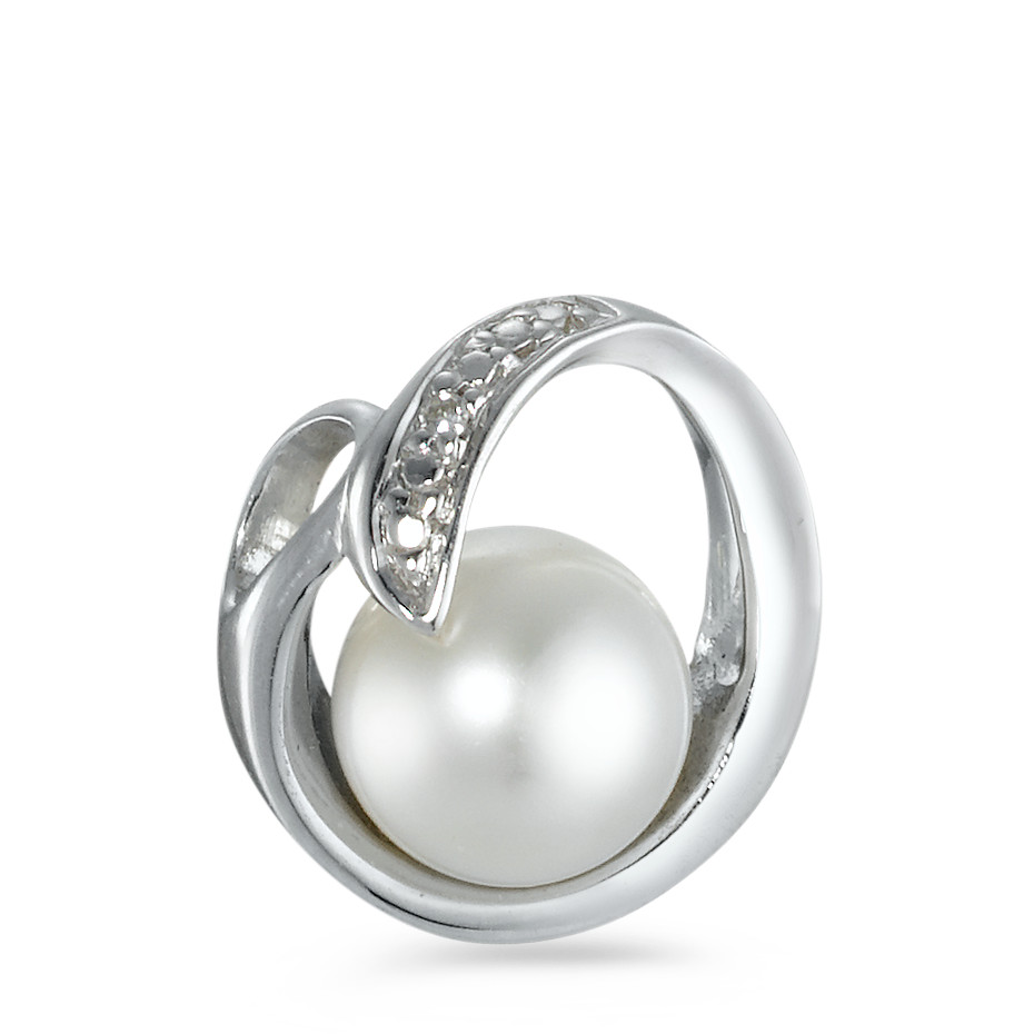 Pendentif Or blanc 750/18 K Diamant 0.003 ct, w-pi1 perle d'eau douce-540877