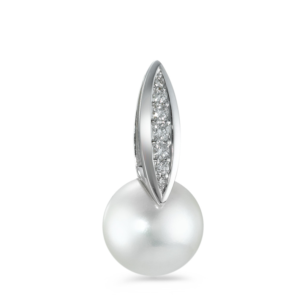 Pendentif Or blanc 750/18 K Diamant 0.11 ct, 7 Pierres, w-si perle d'eau douce-546361