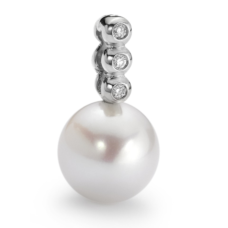 Pendentif Or blanc 750/18 K Diamant 0.03 ct, w-si perle d'eau douce-554573