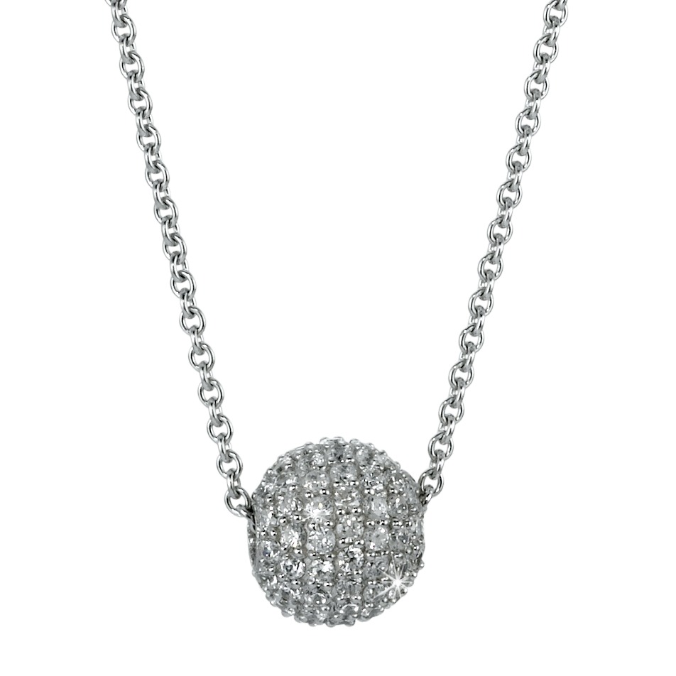 Halskette mit Anhänger Silber Zirkonia weiss rhodiniert 42 cm-554617