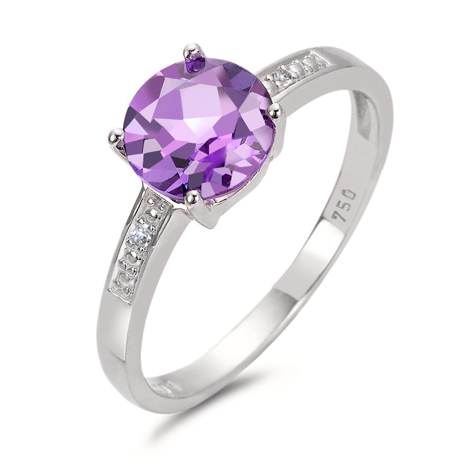 Fingerring 750/18 K Weissgold Diamant violett, 0.01 ct, 2 Steine, facettiert, p1-557994