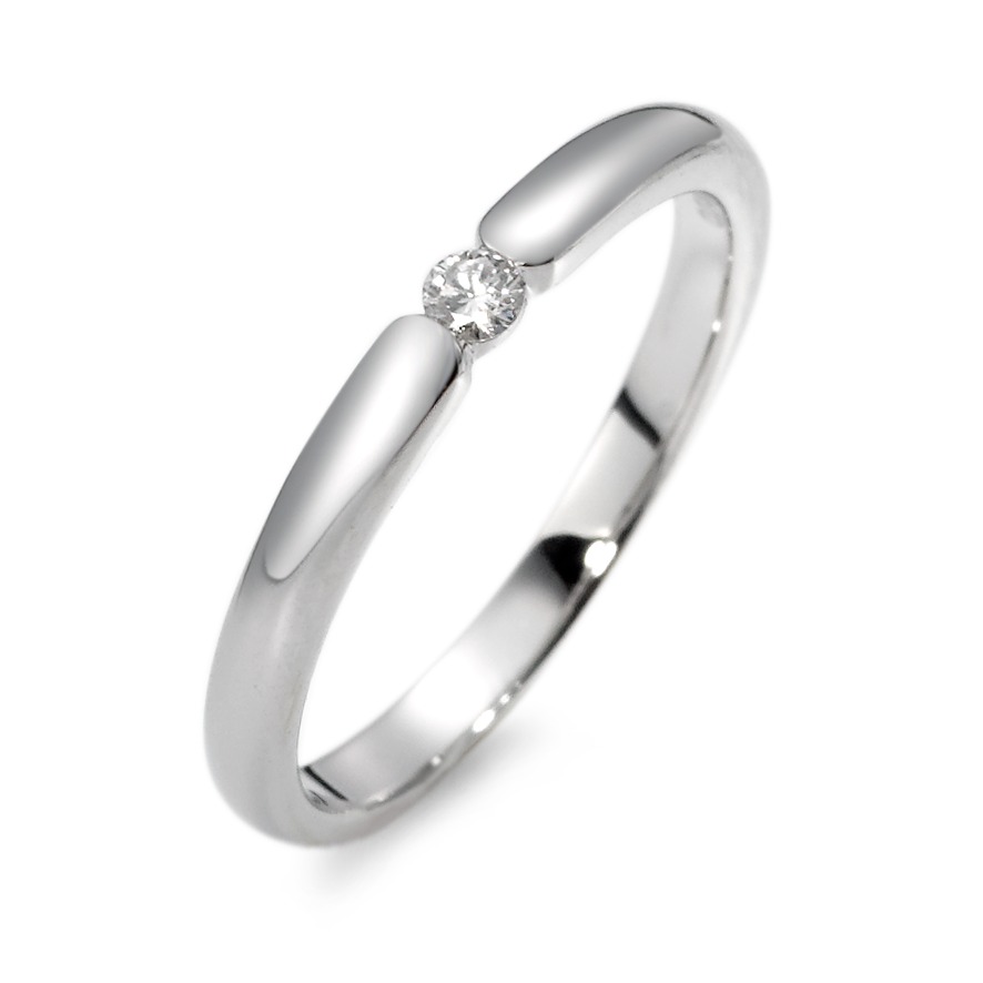 Solitär Ring 750/18 K Weissgold Diamant weiss, 0.06 ct, Brillantschliff, w-si-558056
